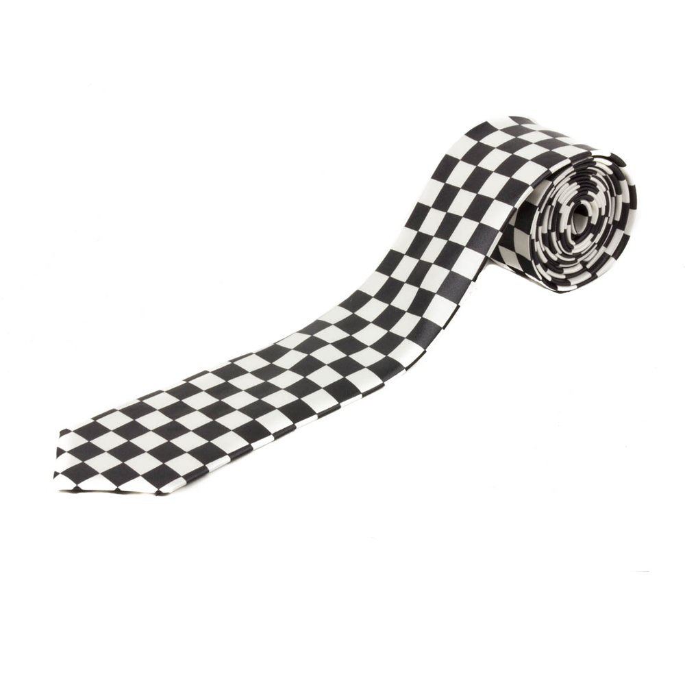 Mytoptrendz Men's Black White Mytoptrendz® Slim Neck Tie Satin Checkered Novelty Pattren For Party(Black- White Check)