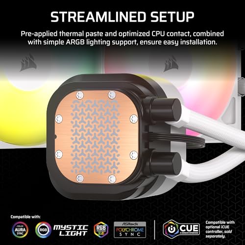 Image of CORSAIR Nautilus 240 RS ARGB Liquid CPU Cooler - 240mm AIO - Low-Noise - Direct Motherboard Connection - Daisy-Chain - Intel LGA 1851 /1700, AMD AM5 /AM4 - 2X RS120 ARGB Fans Included - White