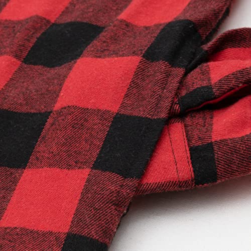 Thcreasa Boys Button Up Flannel Jacket Sherpa Fleece Lined Plaid Warm Fall Winter Flannel Shirt With Hood Red/Black M(7-8) #TOP5