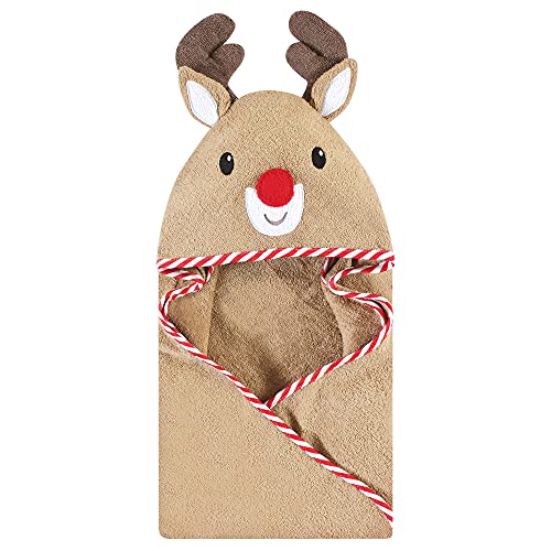 Image of Hudson Baby Unisex Baby Cotton Animal Face Hooded Towel, Rudolph, One Size