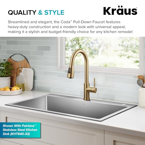 KRAUS Coda 2-Function Single Handle Pull Down Kitchen Faucet in Spot-Free Brushed Brass, KPF-1626BB - image 2