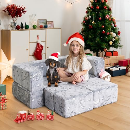 Best Modular Play Couch for Kids: Top Durable, Fun, and Cozy Picks 14 AMICLIBER Kids Sofa Couch, Modular Kids Play Couch for Playing, Creativing, Sleeping, Convertible Toddler Play Foam, Glow in The Dark, Child Sectional Sofa for Playroom,Bedroom Furniture