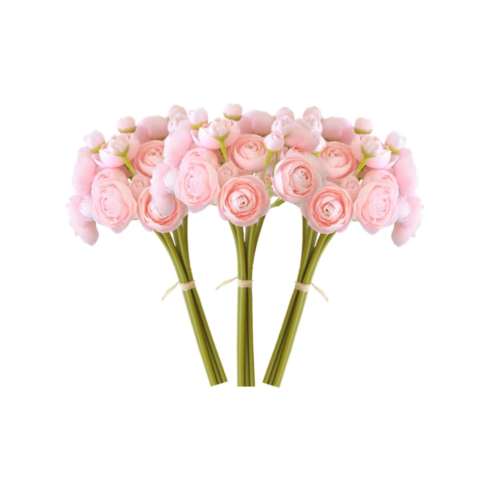 DODXIAOBEUL 18pcs Ranunculus Artificial Flower 11 inch Silk Peonies Flower Bouquet Faux Wedding Filling Flowers for Home Centerpieces Arrangements Wedding Engagement Decorations,Pink