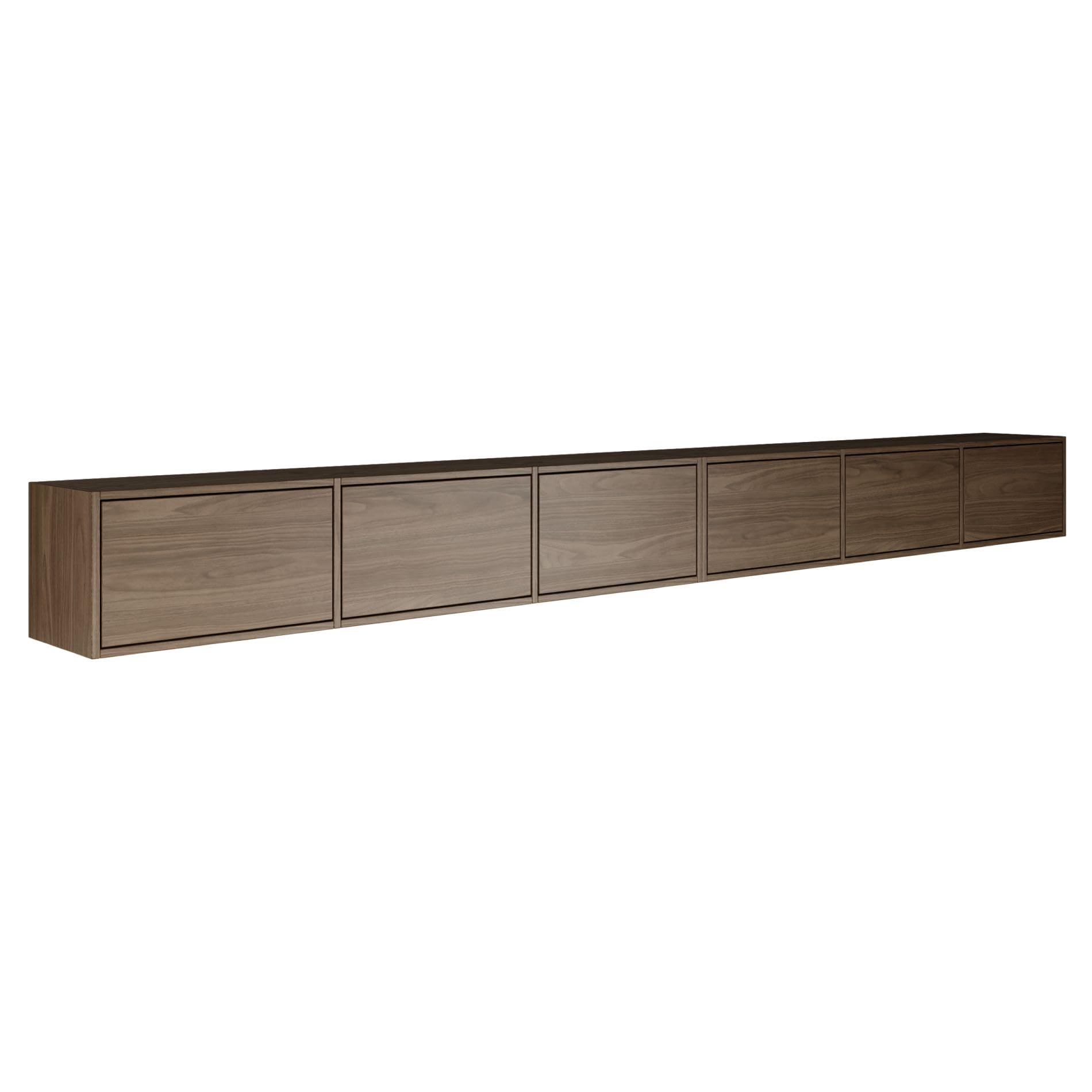 Selsey TV Lowboard Hängend Walnuss Wisconsin 300 cm Minimalistisches Design mit Push-to-Open 16 mm Laminierte Spanplatten 6 Klappen Platzsparend Ideal für Wohnzimmer Matte Oberfläche Made in Europa