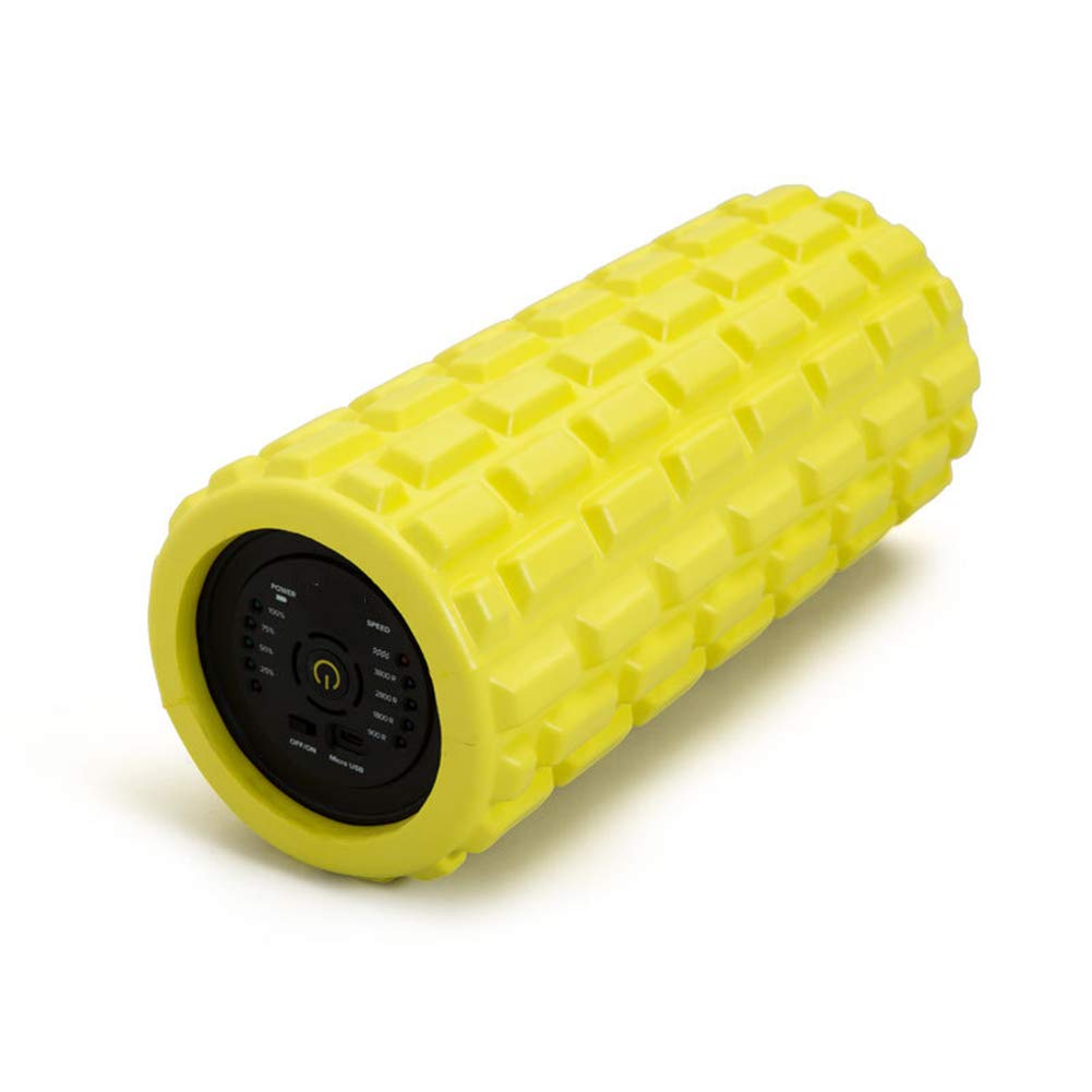 Rodillo De Espuma De Masaje Eléctrico, Columna De Yoga Fitness, Relajación Muscular, 5 Niveles De Ajuste, 33,5 × 14 Cm, Amarillo