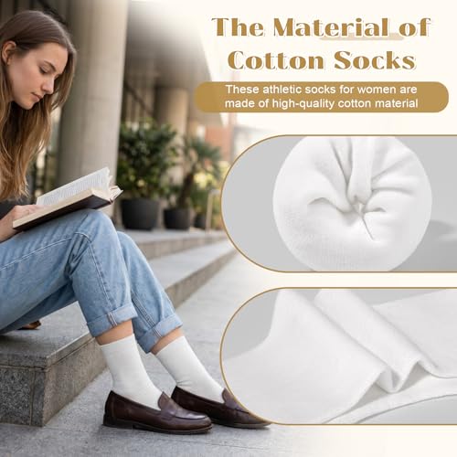 Image of Justay Crew Socks for Women, Cute Knit Boot Dress Cotton Socks | Athletic, Breathable, Warm, Soft, Comfortable, Calf, Gifts, Casual, Size 5-9, Fall
