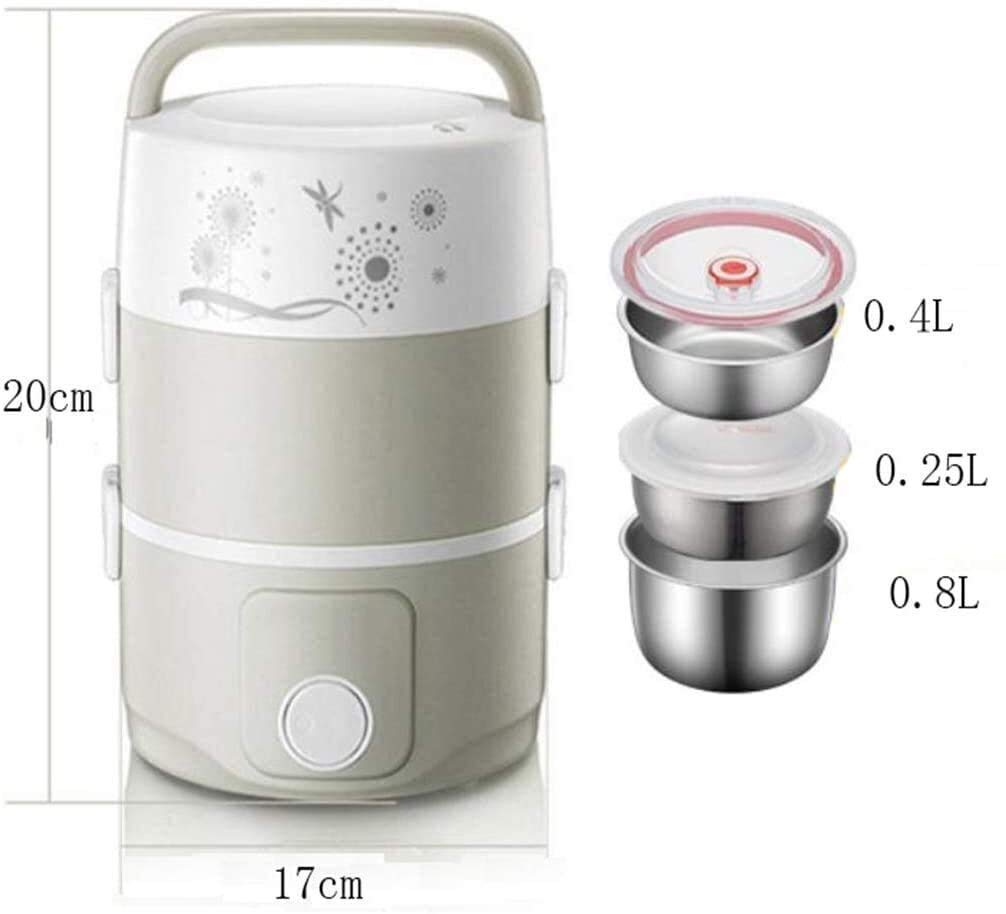 Cooking Box for il pranzo elettrico, in acciaio inox interno a tre strati mini fornello di riso, multi-function cottura a vapore scatola di pranzo for la scuola di casa scolastica cuoco cibo cru