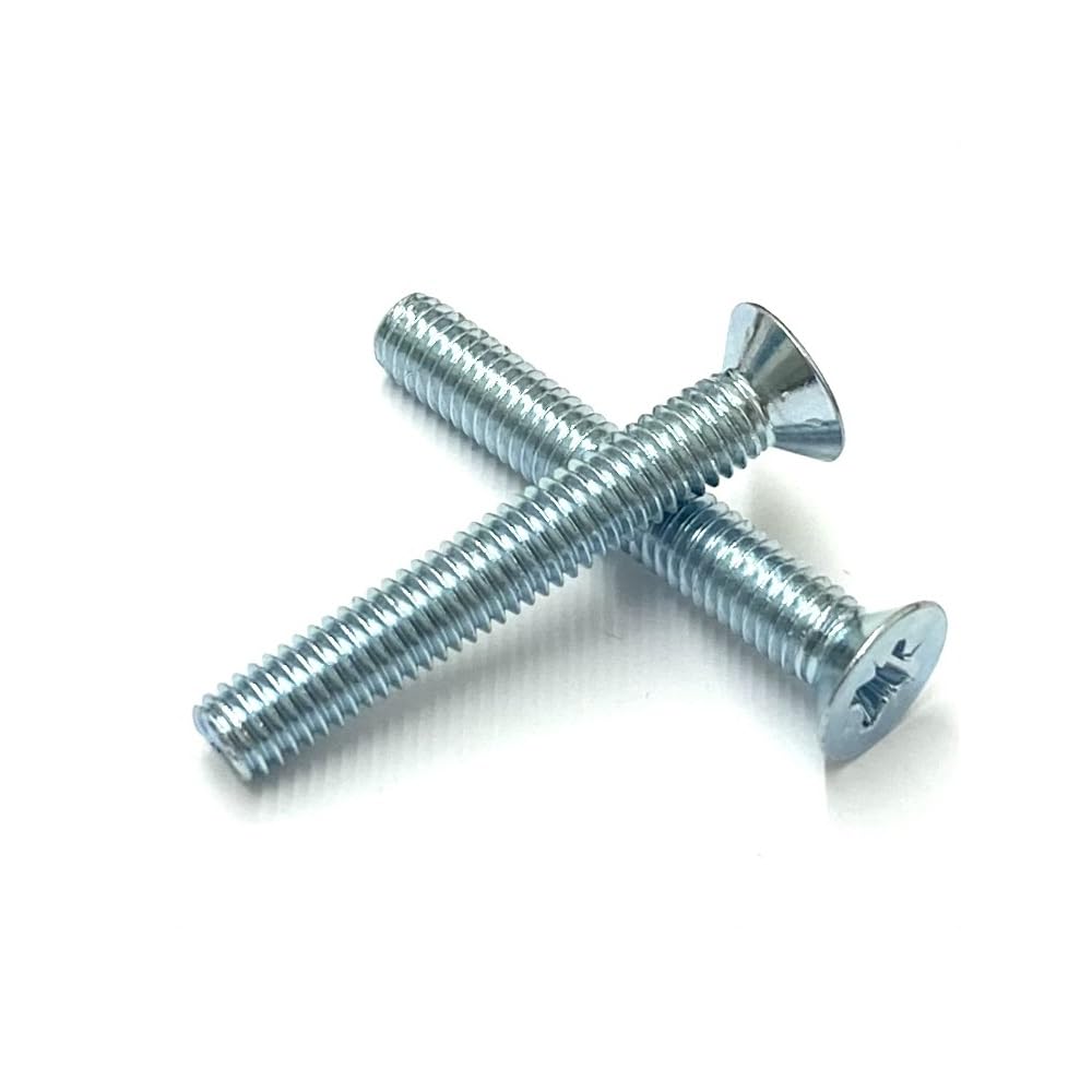 RADSO® M6 Pozi Countersunk Machine Screws Bright Zinc Plated BZP Pozi Drive Flat Double CSK Fully Threaded (Bolt) ISO 7046 DIN 965 M6 x 70mm (Pack of 10) - Image 2