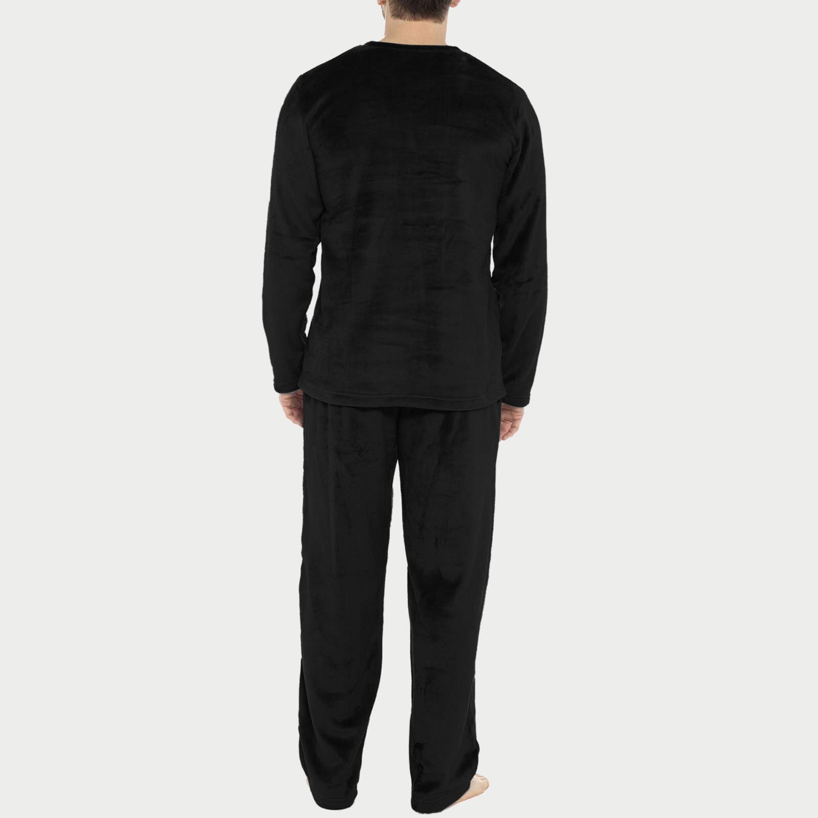 Conjunto de pijama para hombre, diseño de camisa y pantalones, color liso, para el hogar, dos conjuntos de pijama largo y cálido a juego para parejas