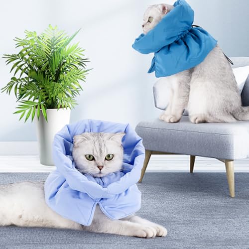 Elisabethanisches Halsband, Halsband nach Operationen, Halskrause Katze Schutz, Einstellbares Weiches Katzen Halskrause, für Katzen Kätzchen Verhindert das Lecken von Wunden (Hellblau, M)