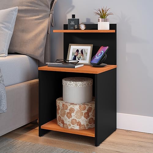 Jogo Quarto Casal Kit 2 Mesinhas de Cabeceira Retrô Mesa de Canto Lateral Apoio Nicho Prateleira Org