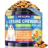 Lysine For Cats, L-Lysine For Cats Chews & Treats, Immune Support, 500 Ct