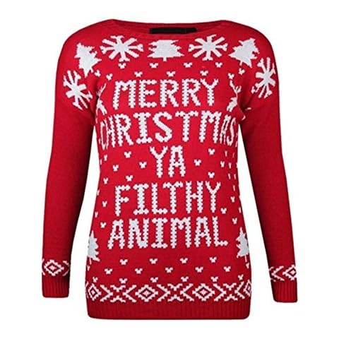 WOMENS AND MENS MERRY XMAS CHRISTMAS YA FILTHY ANIMAL WINTER SWEATER JUMPER PRINTED (S-M (8-10)) Cover
