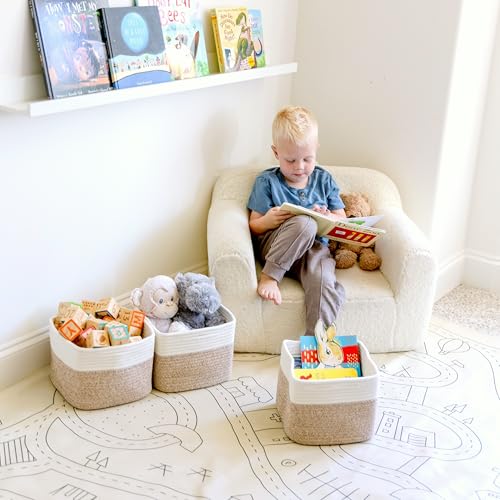 NaturalCozy Storage Cubes 9”x9”x7”Cotton Rope Woven Baskets for Organizing 3-Pack | 9 Inch Cube Storage Bin | Small Basket for Shelf Nursery, Pantry, Decorative Plant, Bathroom Closet, Toy Gift by NaturalCozy - Image 4