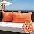Kevin Textile Outdoor Waterproof Throw Pillow Covers Pack of 2 Farmhouse Decorative Cushion Covers for Garden Patio Tent Balcony Bench Couch Sofa 12x20 Inch, Orange