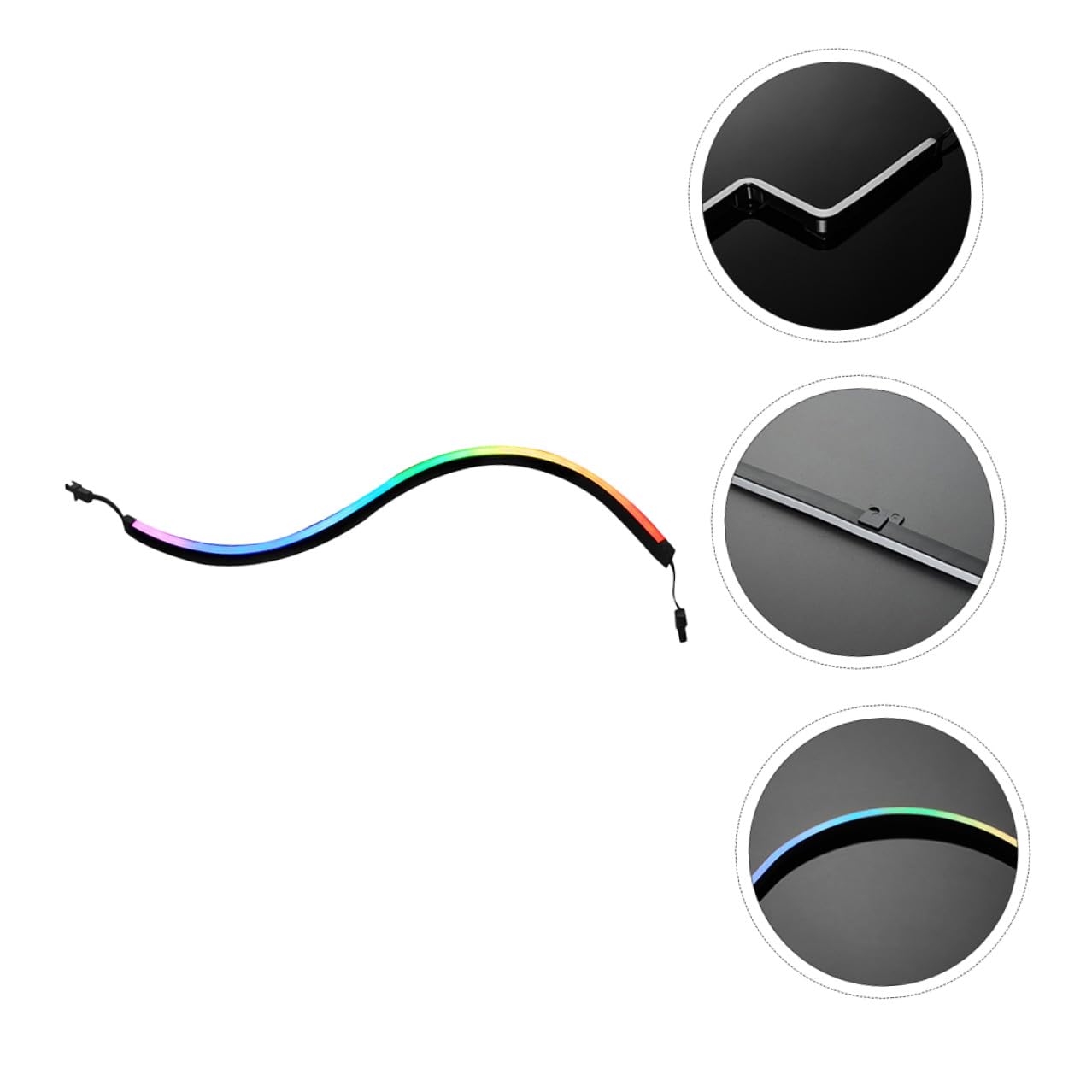 2 Pièces Bande Lumineuse Argb 400mm pour Boîtier Pc, Abs Noir, 28 Led, 5 V, 3 Broches Femelle vers 3 Broches Mâle, Autocollants Adhésifs, Installation le Boîtier