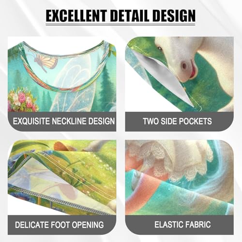 Fairy Unicorns Pajama Set Short Sleeve Summer Pajamas Shorts Sets PJ Clothes Set Soft 5Y4