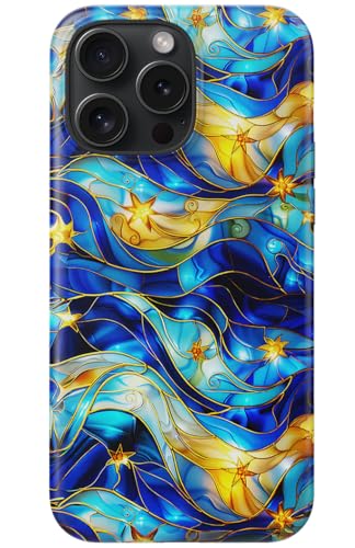 Image of Goodon for iPhone 16 Pro Max Case Cute - Wireless Charging Compatible - Dual-Layer Hard Shell + Silicone Cover - Protective Phone Case with Trendy Designs for Women - Abstract Bule Gold Water | Dual-Layer Hard Shell + Silicone, Slim Fit Protective Phone Cover with Wildflower Designs for Women Girls