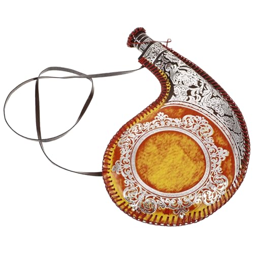 STOBAZA Leather Bota Wine Bag Traditional Spanish Bota Bag with Shoulder Strap Portable Canteen Spanish Wine Skin All Sports Beverage Bottle Photograph Props for Camping