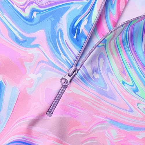 TFJH E Kids Girls Rashguard Swimsuit UV 50+ Long Sleeve One Piece Swimwear Zip2