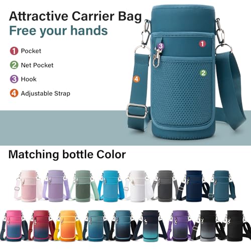 Insulated Water Bottle | Thickened Stainless Steel Vacuum Metal | Portable Sports Water Jug for Gym and Hiking with Straw, Carrier Bag, Handle Strap | BPA-Free 32 oz