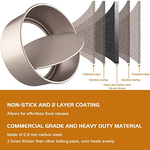 CHEFMADE Bakeware Round Cake Pan, 6-Inch with Removable Loose Bottom Nonstick & Quick Release Coating Chiffon Bakeware for Oven and Instant Pot Baking (Champagne Gold) - Thumbnail 5