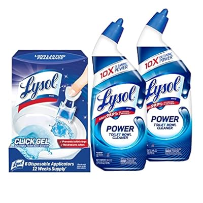 Lysol Toilet Cleaner Bundle - 2 Power Toilet Bowl Cleaner (24 Fl Oz) and 1 Ocean Fresh Click Gel Automatic Toilet Bowl Cleaner (6 count)