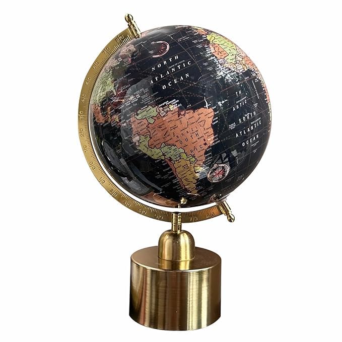 GLOBE DADDY 8 Inch World Globe for Home & Office Décor – Multicolored Educational Globe with Gold Cylindrical Stand | Decorative Desk Showpiece, Study & Gift Item
