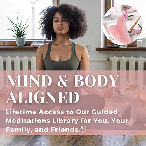 Ruby Vibes 5 In 1 Gua Sha Facial Tool, Tension Relief, Scraping, Decrease Puffiness, Gua Sha Massage Tool For Face And Body, Natural Stones Rose Quartz, 360 ° Rotation Eyes Amethyst Jade Eye Roller #TOP3