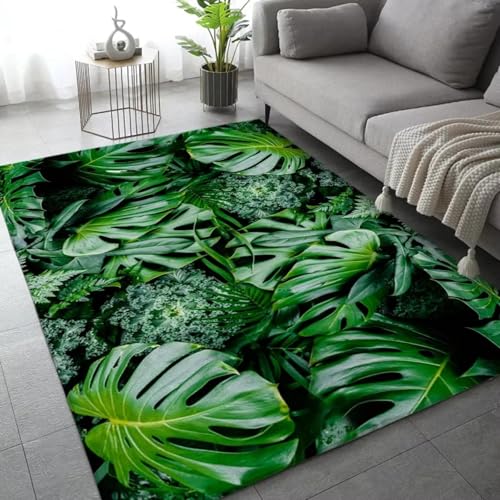 Tapis de sol tropical vert 180x250cm antidérapant grand format pour salon - 2