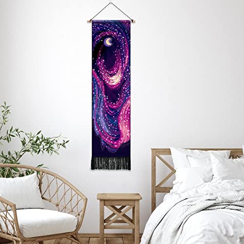 Starry Sky Tapestry Galaxy Tapestry, Space Tapestry Wall Hanging, Psychedelic Vertical Tapestry For Bedroom Aesthetic, Mysterious Nebula Stars Wall Tapestry For Room Dorm Decor (Purple B, 12.8 X 51.2 Inches) #TOP1