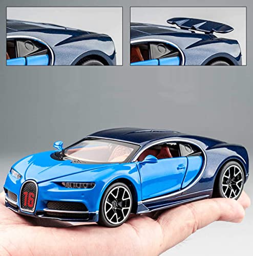 Image of DEUSON ECOM 1:32 Chiron Toy Car for Kids Diecast Metal Cars Light Sound Pull Back Openable Door Toy Cars, Black