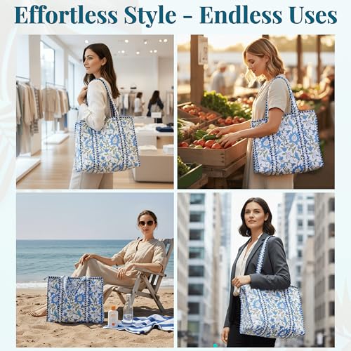 Bolso tote acolchado grande para mujer miniatura 6