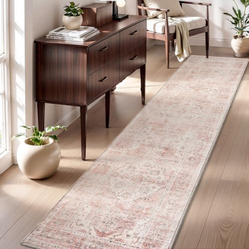 AMOAMI 2x10 Runner Rug - Washable, Non-Slip Pink Hallway