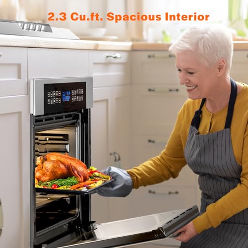 Empava 24" Electric Single Wall Oven Under Counter Built-in Wall Oven with 10 Cooking Functions, in stainless steel