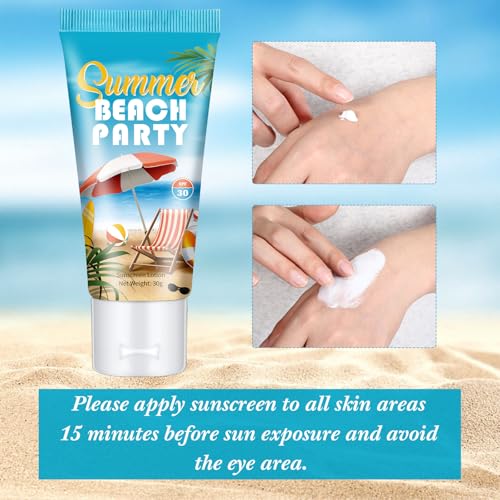 Image of 48 Pcs Travel Size Mini Sunscreen Bulk for Summer Vacation Spf 30 Water Resistant Sunscreen Lotion Sunblock for Thank You Gifts Hawaiian Wedding Pool Party Favor (Summer Beach)