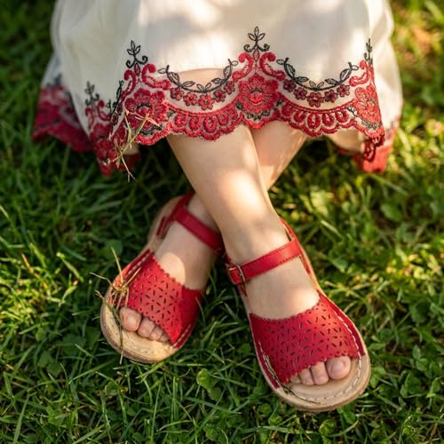 Image of THEE BRON Toddler Girls Vintage Open Toe Sandals Cushioned Comfy Summer Dress Shoes