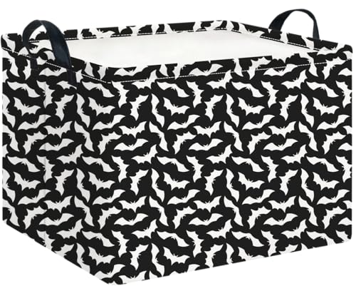 Image of CLOCOR Rectangular Storage Basket Empty,Gift Basket,Waterproof Storage Bin with Handles,Room Decor(Unique Bat)