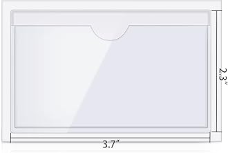 60pcs Self-Adhesive Label Holder,Waterproof Clear Adhesive Label Pockets,2.3x3.7" Transparent Card Holder for Cabinet,Storage Bin,Supermarket,Bookself,Mailbox,Business Card,Drawers