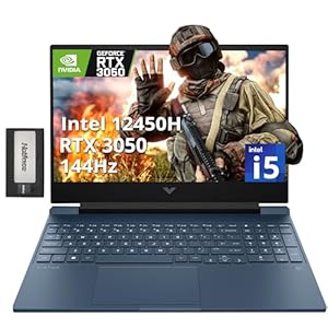 HP Victus 15.6″ 144Hz FHD Gaming Laptop, Intel i5-12450H, NVIDIA GeForce RTX 3050, 16GB RAM, 1TB PCIe SSD, Backlit Keyboard, Numeric Keypad, WiFi 6, Windows 11 Pro, Blue, 256GB Docking Station Set
