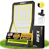 Apex Sports Professional Lacrosse Rebounder Volleyball Rebounder (4x7 Feet) - Adjustable 5 Angles, Soccer and Baseball Rebounder Practice Net with Precision Target Strip, Sturdy Frame