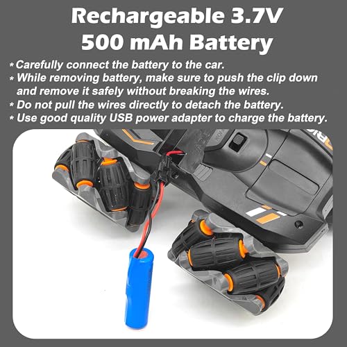 Image of VGRASSP 2.4GHz 4WD Remote Control Drift Stunt Car Toy for Kids with Lights and Music - Double Sided 360 Rotating Dancing and Crawling RC Car with Rechargeable Battery - Color As Per Stock