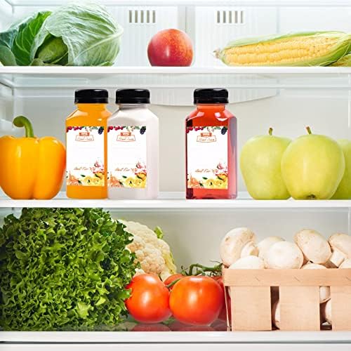 10pcs 8oz Plastic Juice Bottles with Caps for Juicing & Smoothies, Reusable Empty Clear Bottles with Label, Funnel and Brush, Bulk Beverage Drink Containers with Lids for Mini Fridge, Milk, Water