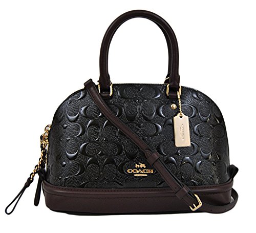 Coach Signature Debossed Patent Leather Mini Sierra Satchel, F55450 (Black, Oxblood)