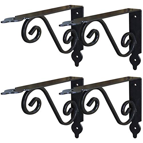 Decorative Shelf Brackets 7 Inch Rustic Corner Brace Metal Joint Angle Bracket for Floating Shelves 4 Pack