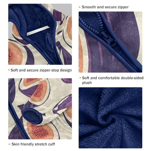 Fig Slice Repeat Pattern Toddler Fleece Jacket Girl Boys Hooded Fleece Jacket Coat Warm Outwear Zip-up 3-10T3