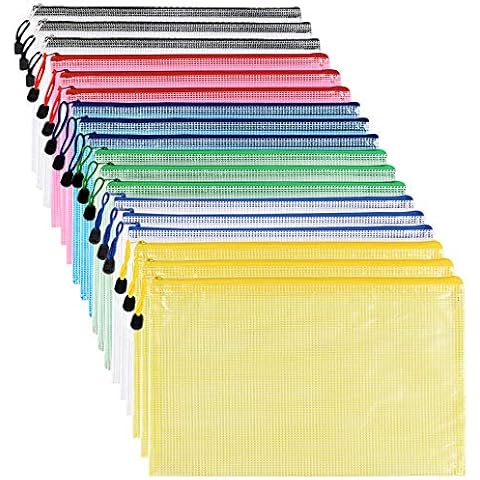 A3 Zip Wallets A3 Folders Plastic Wallets Ziplock Bags Zipper Bag Mesh Zip Folder - 18PCS Cover