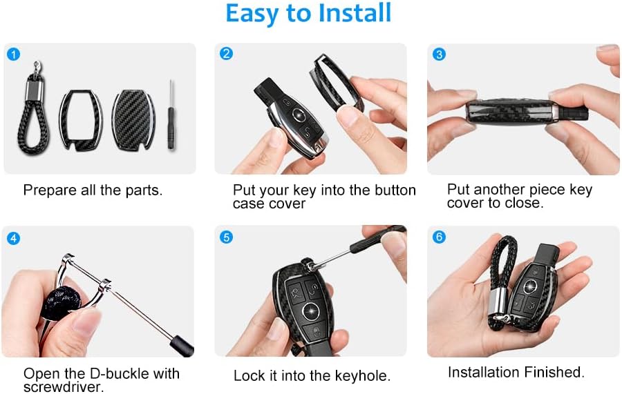T-carbon Key Fob Cover Keychian Compatible with Mercedes Benz,Real Carbon Fiber Key Fob Protector fits for Benz SLC SLC ,Key Case fits for Benz A B C S GLE GLC GLA GLS Class,Black - Image 7