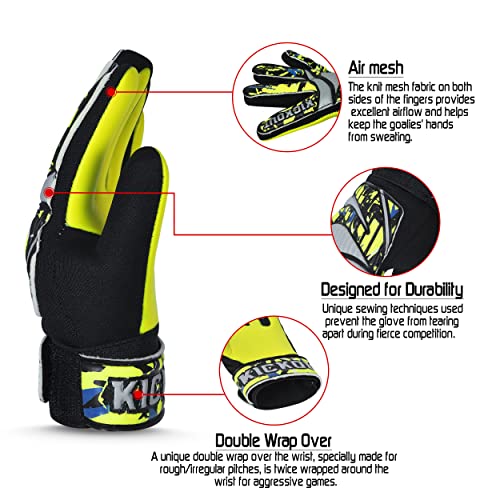 Kickout Premium Soccer Goalie Gloves | Funky Goalkeeper Gloves With 3Mm Latex For Super Grip & Protection | Adults, Kids, Boys Glove For Football Goalie #TOP2