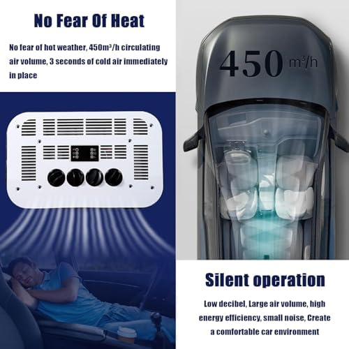 12V/24V RV Rooftop Air Conditioner - Compact AC Unit for Trucks, Vans, Excavators & Construction Vehicles - Efficient Parking Cooling Solution, White